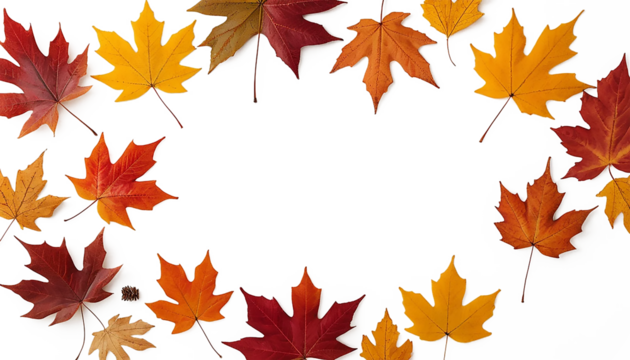 Autumn Leaves Circle Frame Seasonal Nature Background