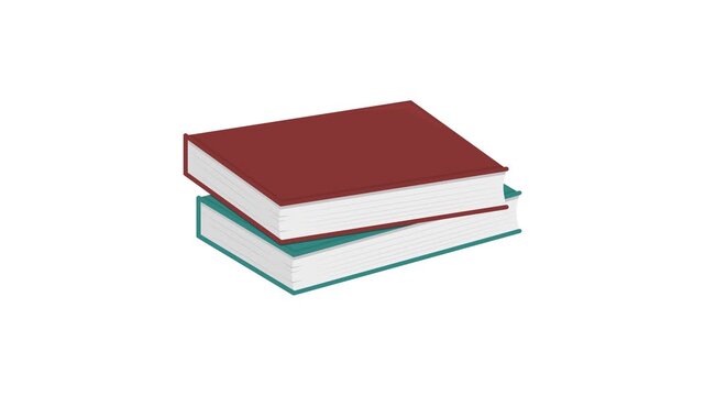 Stacked books. Education theme. Novel. Notes. Scripture. Simple animation. Motion graphic.