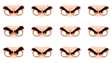 Cartoon Angry Eyes Expressions Illustration Set