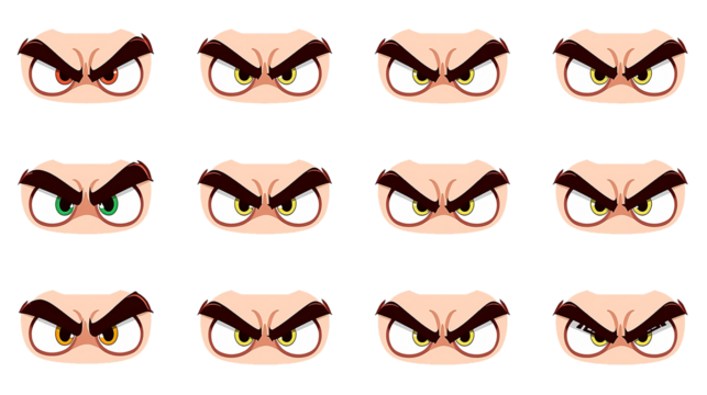 Cartoon Angry Eyes Expressions Illustration Set