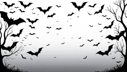 Halloween Bat Silhouette Forest Night Spooky Background