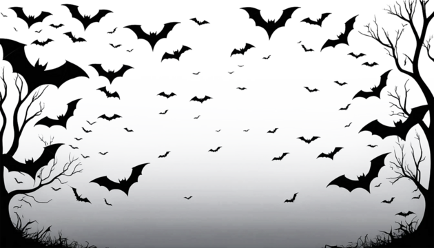 Halloween Bat Silhouette Forest Night Spooky Background