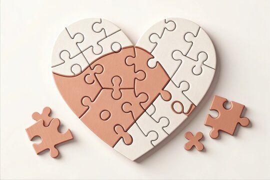 Heart shaped puzzle made of pieces representing Autism Awareness
