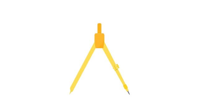 Compass. Drawing tool. Work tool. Simple animation. Motion graphic.