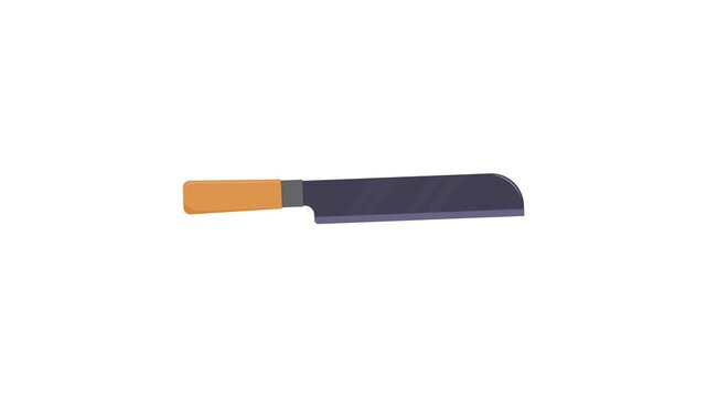 Machete. Cutting tool. Kitchen knife. Weapon. Simple animation. Motion graphic.