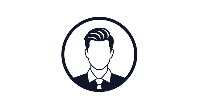 A minimalist avatar icon featuring a professional man in a suit and tie with a modern hairstyle, set in a circle on a white background.