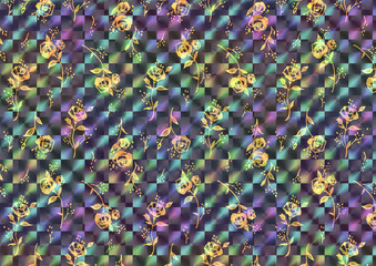 壁紙　薔薇柄　ホログラム