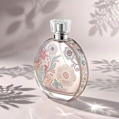 Elegant floral perfume bottle with delicate light and shadow design