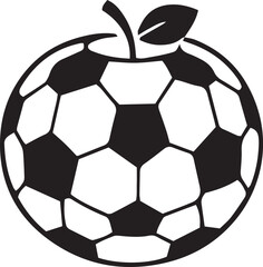 Obraz premium A conceptual appleshaped soccer ball has black and white panels in this isolated vector