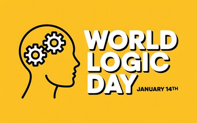 World logic day illustration with gears in a head