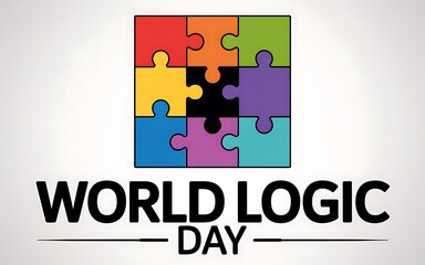 Colorful puzzle pieces forming world logic day celebration