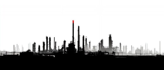 Fototapeta premium silhouette of industrial plant against bright sky