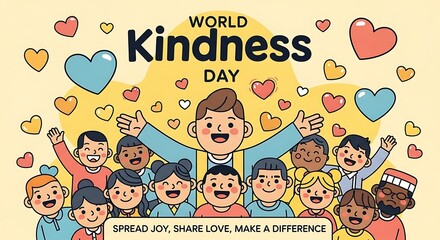 Celebrate World Kindness Day with diverse kids spreading joy and making a difference
