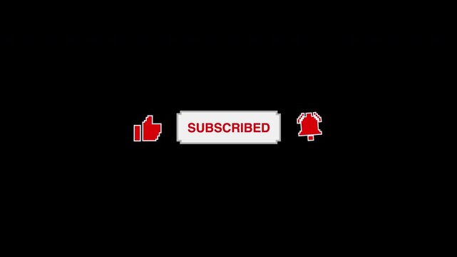 Subscribe button with click animation transparent background 4K | pixel style