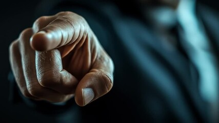 Focused index finger points directly forward, signaling intent