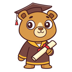 Cute Cartoon Bear Graduation Celebration of Learning and Academic Success
