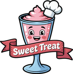 Birthday cake and coffee vector illustration featuring a cup, mug, drink, and food design on a kitchen icon background