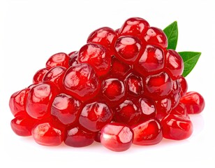 Red Pomegranate Seeds on White Background