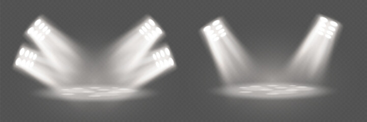 Realistic concert stage lighting effects. On a transparent background.