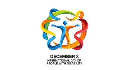 Colorful human figures unite for international day of persons with disabilities december 3