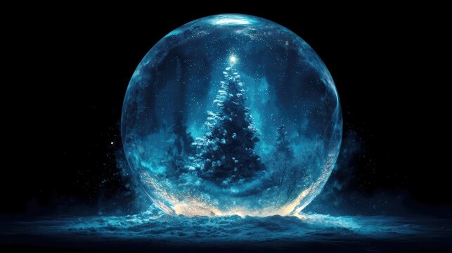 Snow globe with digital HUD Christmas scene
