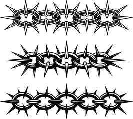 Spiked Chain Border Vector Design Illustration.