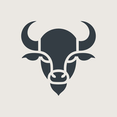 Minimalist Bull Head Logo  Taurus Ox or Bison Mascot Vector