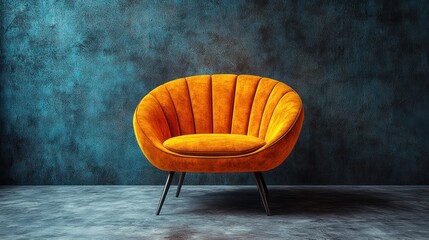 Orange velvet chair in modern room