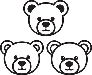 Fototapeta premium Three adorable teddy bear faces silhouette