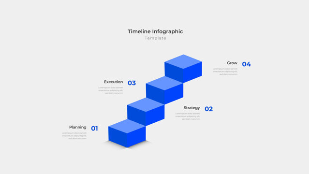 4 Steps Isometric Stairs Timeline Infographic Template