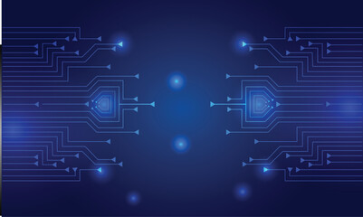 Abstract technology background blue circuit board background with glowing lines and digital connections