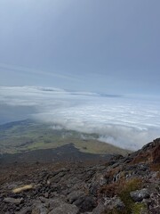 sea and rocks, view from the mountain in Azores island