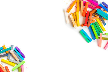 Soft pastels, bright colours. Colored chalk for creativity, drawing and hobbies.