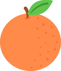 cute orange juice fruit with leaf vector cartoon illustration 