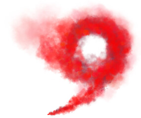 red smoke isolated on white Displays a red smoke-like shape on white. Full-frame composition, red-white tone. Abstract style, design background