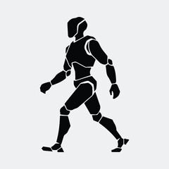Naklejka premium Silhouette walking futuristic robot side view concept Vector illustration
