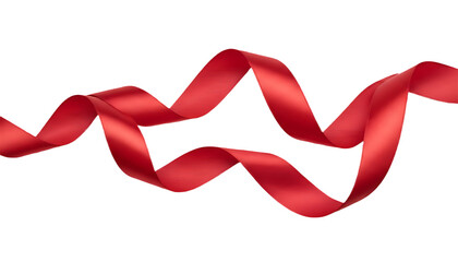 Elegant Red Ribbon Winding Gracefully on a transparent background.