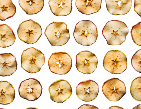 Pattern of Dried Apple Slices with Star Cores (Transparent Background) - Powered by Adobe