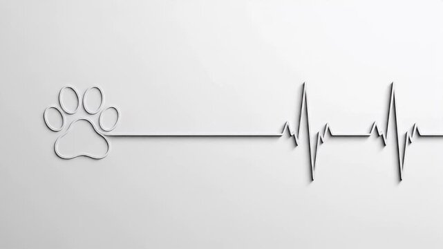 Dog Paw Print Heartbeat Line Veterinary Health Care ECG Loop