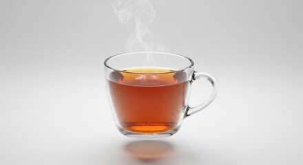 Steaming Hot Tea in a Clear Glass Mug.
