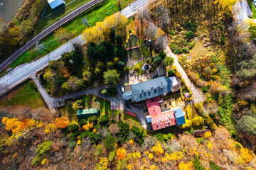Muszyna dom ociemniałych widok z powietrza jesień   © Maciej G. Szling