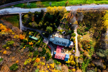 Muszyna dom ociemniałych widok z powietrza jesień   © Maciej G. Szling