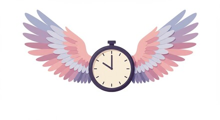 Time Flies Concept with Wings and Clock.