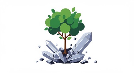 Tree Growing Out of Crystals.