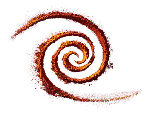 Red Spice Powder Spiral Shape or Vortex (Transparent Background)