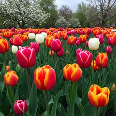 Vibrant Tulip Field in Bloom.
