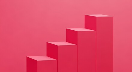 Minimalistic pink podium steps for product display, presentation background