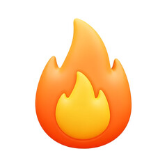 A 3d rendered fire emoji icon isolated on a transparent background