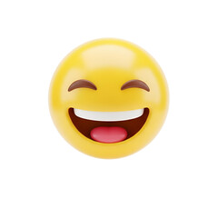 Happy laughing emoji isolated on transparent background