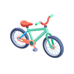 Fototapeta premium Whimsical teal and red bicycle design, perfect for children's illustrations, playful branding, or adding a touch of childlike wonder to your creative projects